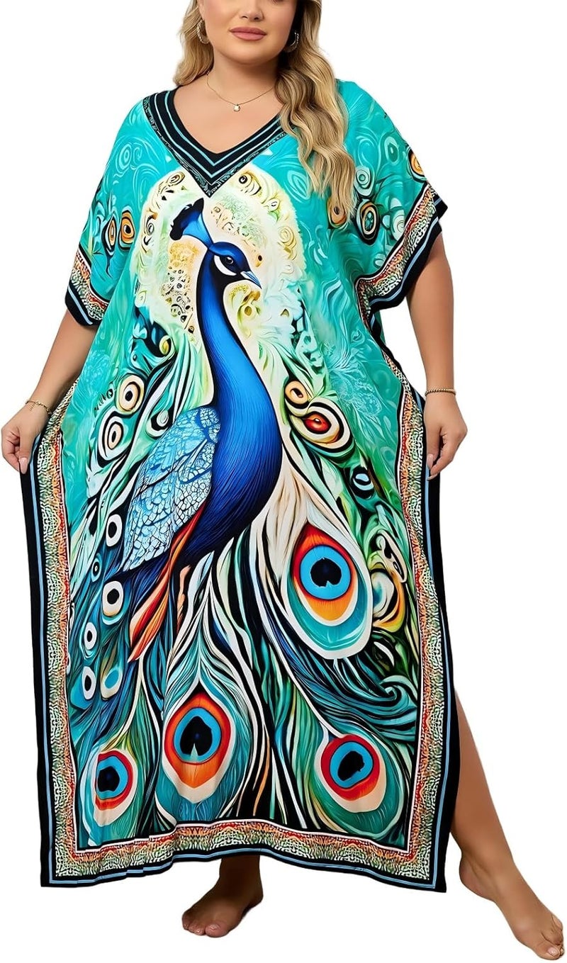 IMAGEKOPE Kaftan Dresses for Women Plus Size Bathing Suit Cover up Caftan Maxi Beach Dresses - Image 1